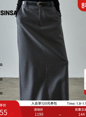 FACADE PATTERN25冬季慵懒风女秋冬褶皱通勤简约经典长裙MUSINSA