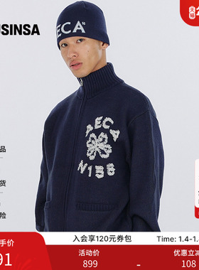 AECA韩国男女25秋季款新款情侣百搭上衣复古拉链针织毛衣MUSINSA