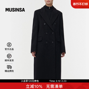 musinsa standard韩国25秋冬女士复古百搭双排扣长大衣