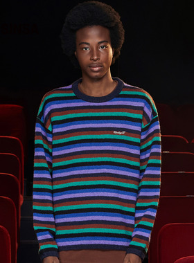 UNALLOYED韩国男女25秋季复古撞色街头时尚休闲条纹针织衫MUSINSA