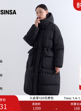 musinsa standard韩国25冬季女士百搭廓形连帽长款派克羽绒服