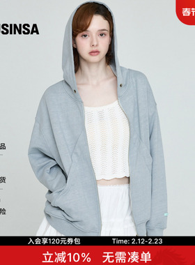 INSTANTFUNK韩国女士春季休闲宽松美式街头连帽拉链卫衣MUSINSA