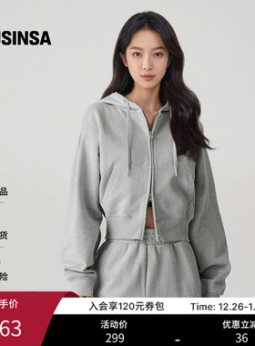 musinsa standard韩国25秋季女士休闲短款双拉链连帽卫衣外套
