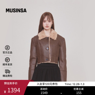 韩国25秋冬女复古翻领加绒机车风时尚 rose 夹克MUSINSA your Not