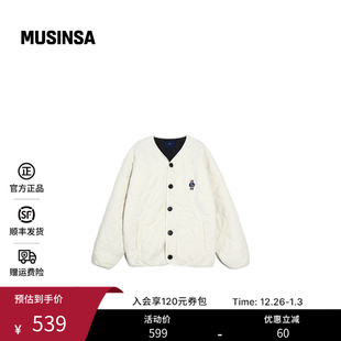 棉服外套MUSINSA 流行简约百搭无领开衫 YALE韩国女士25冬季 时尚