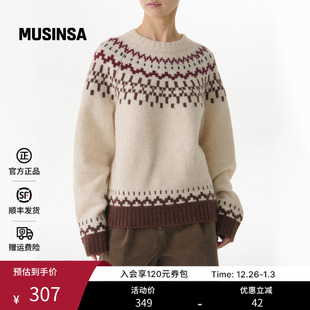 女士百搭费尔岛花纹针织衫 musinsa standard韩国25冬季