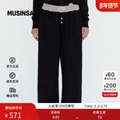 ROCKCAKE韩国女士25秋季 MUSINSA 休闲长裤 宽松腰部分层时尚 慢跑裤