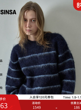 FACADE PATTERN韩国25秋冬羊驼条纹毛衣宽松慵懒风针织衫MUSINSA