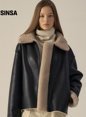 FACADE PATTERN韩国女士25冬季时尚流行剪羊绒夹克MUSINSA