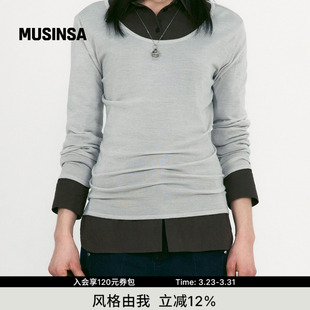 简约百搭通勤针织衫 U领时尚 MUSINSA CLASSIC韩国女士春季 LOW