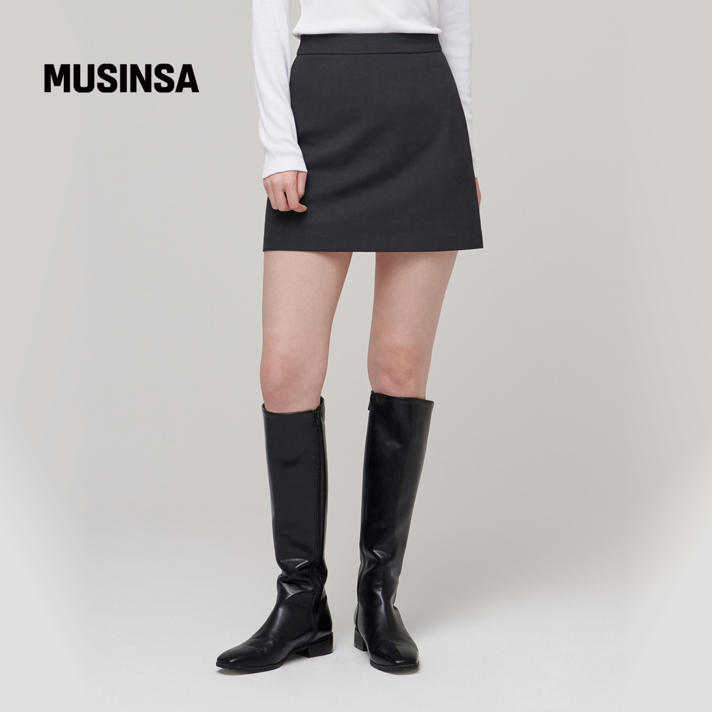 musinsa standard韩国25秋季女士A字裙短裙高腰显瘦通勤半身裙