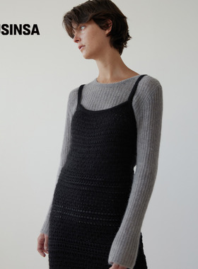 LEVAR韩国25秋冬吊带内搭修身显瘦镂空纹理针织连衣裙MUSINSA