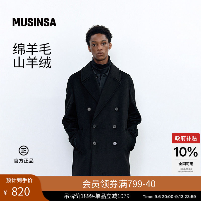 男士秋季新款羊绒双面呢长款大衣图片