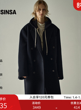 【含羊绒羊毛】FACADE PATTERN韩国25秋冬双排扣毛呢外套MUSINSA