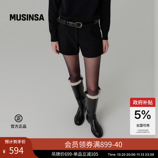 Lookast韩国26秋冬新品女士时尚潮流气质简约休闲毛呢短裤MUSINSA