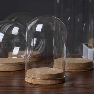 促销软木塞干花永生花玻璃罩透明展示盒人偶圣诞树积木手模手办