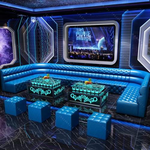 欧式KTV沙发茶几组合酒吧清吧包厢卡座派对歌厅专用ul型转角轻奢