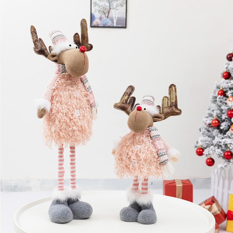 圣诞节装饰玩偶麋鹿老人公u仔堆头节日场景用品橱窗圣诞树下摆件