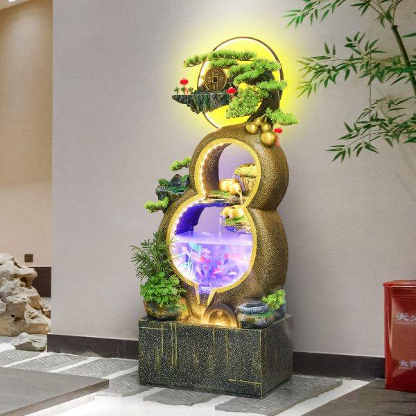 皇礼新款葫芦落地假山喷泉水景客厅办公室内外加湿器流水家居摆件,家居饰品,落地摆件,淘宝优惠券,粉丝福利购,淘宝优惠卷