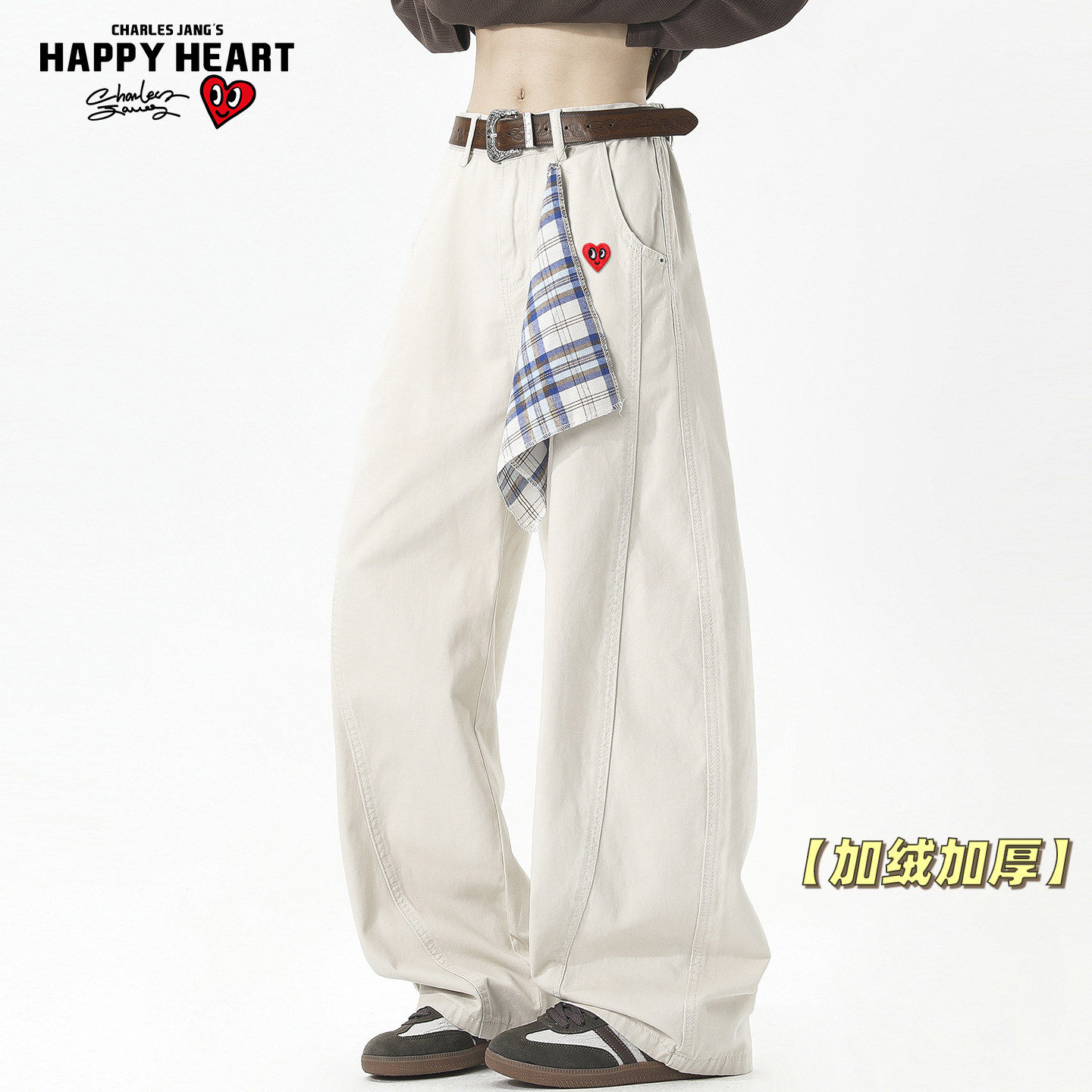 查尔斯桃心美式解构方巾弯刀工装裤男春秋冬季加绒宽松阔腿休闲裤,男装,休闲裤,淘宝优惠券,粉丝福利购,淘宝优惠卷