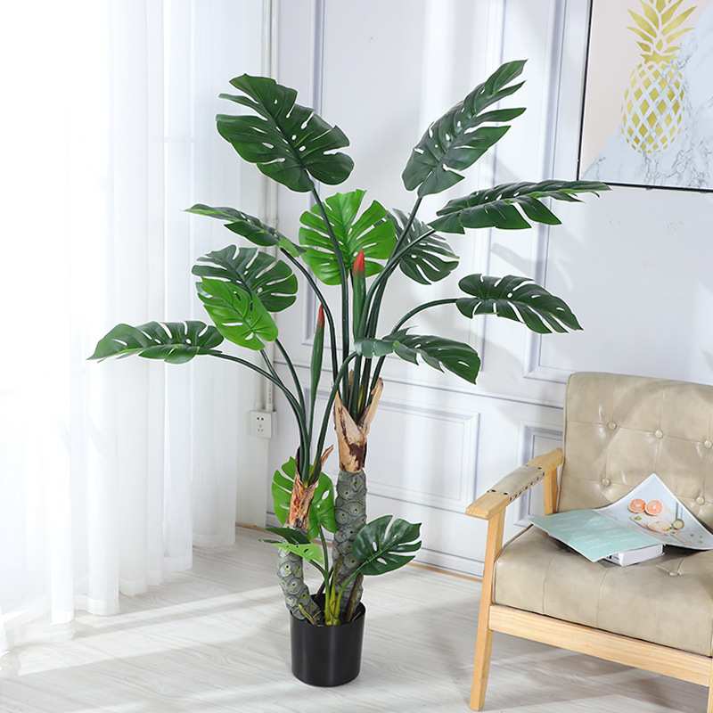 北欧风仿真植物龟背盆景客厅家用室内植物装饰大型绿植植被摆件品