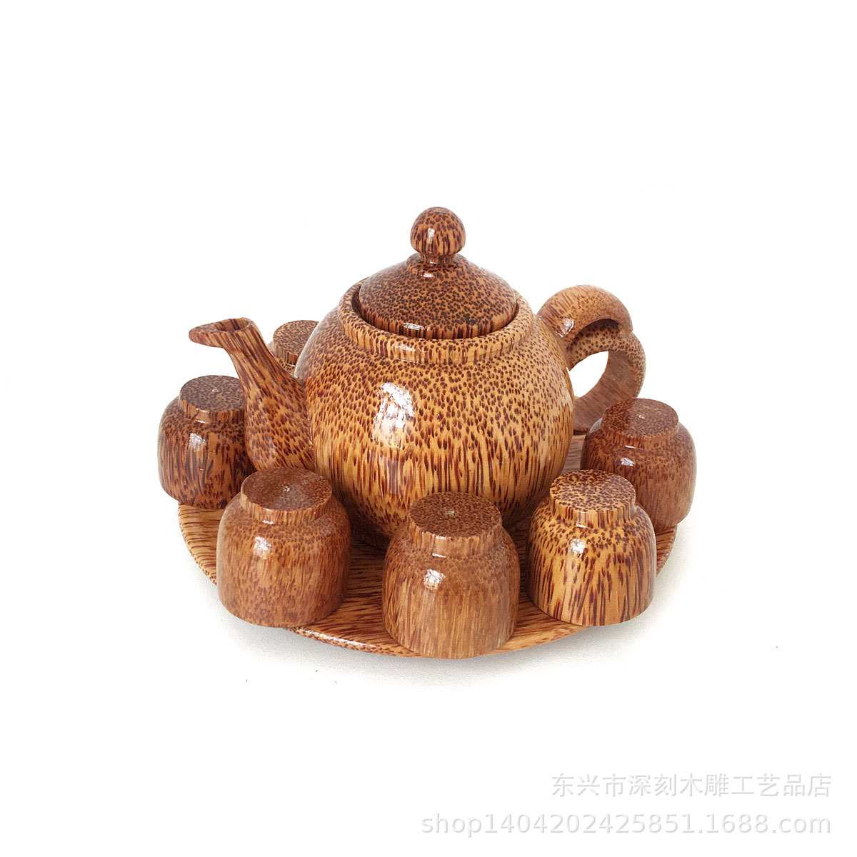 批越南天然工艺品摆件 木制茶具 椰子木茶壶茶杯茶盘套装 可刻字