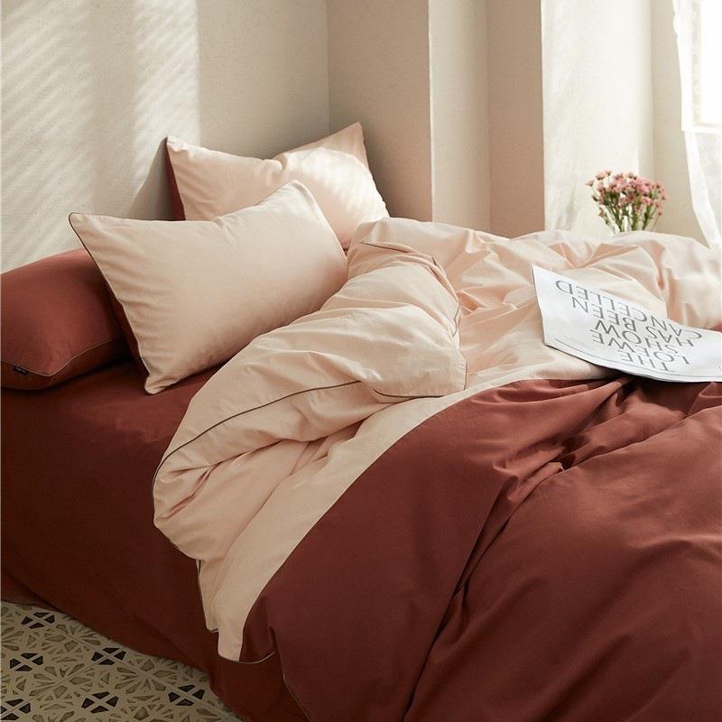 轻奢100支全棉磨毛四件套秋季纯色多813巴胺床单被套纯棉床用上冬