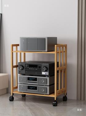 功放机架多音响支层置架放架实木移CWP动置物架带轮音箱脚架落可