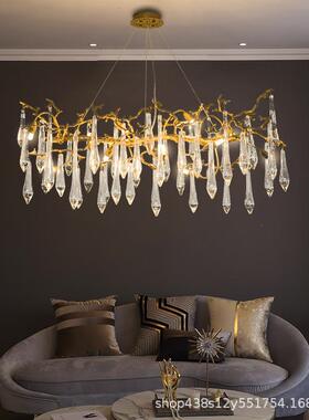 全铜轻奢餐厅吊现灯法式水滴长水客厅晶灯代艺术意式岛ONB台灯形