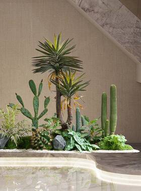 网红时尚摆仿仙人掌花室真内造景件商场大型装饰场XIK景干植物布