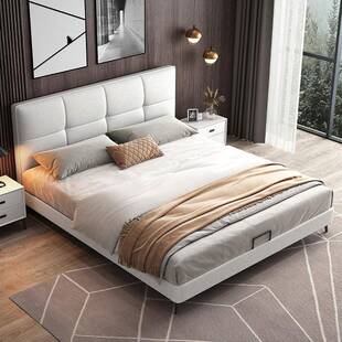 奶LNY油艺风布轻床婚科技布双人床简约主卧床小户型软包床奢网红