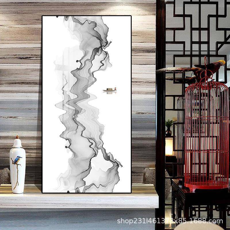 水墨图山风水装饰室76画简约现代式景客厅玄关挂画新中茶室办公壁