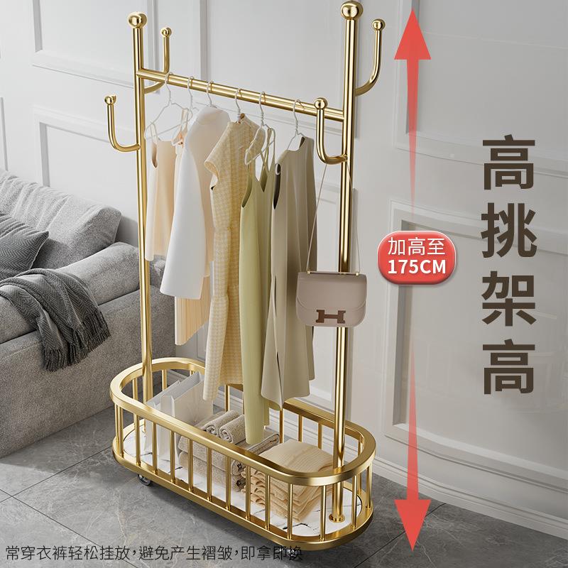 奢风落厅地衣帽架卧室轻用移动室内JQT客收纳衣服架子多家功能挂