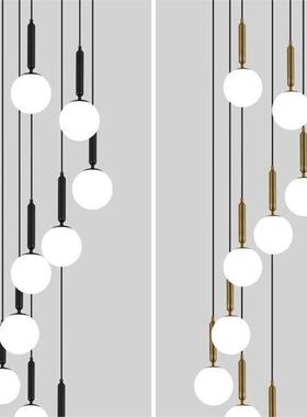 新款档复式楼吊灯客厅转专t用灯二层lof公高寓吊FDF灯简约旋楼梯