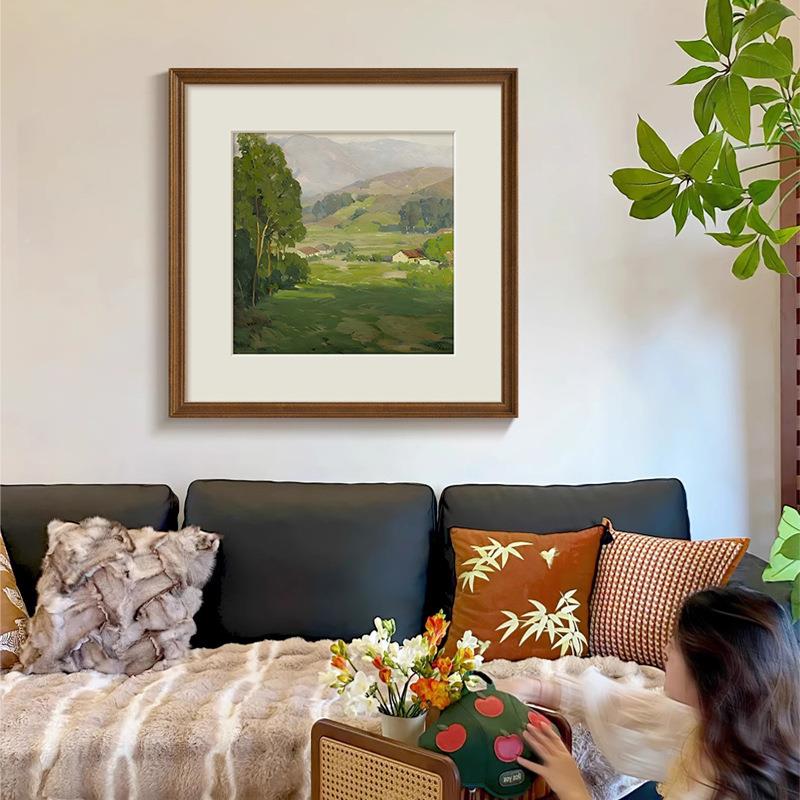 然栖玄居法式自中古风客厅装饰画JX202511廊关柜挂画绿色风景画餐