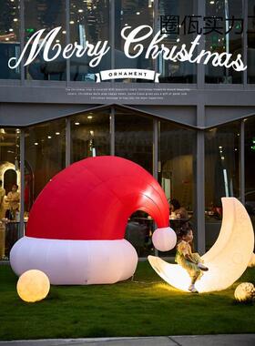 圣252圣诞节装饰品爬窗0诞老人充气气模主VUV题场景布置挂件摆件