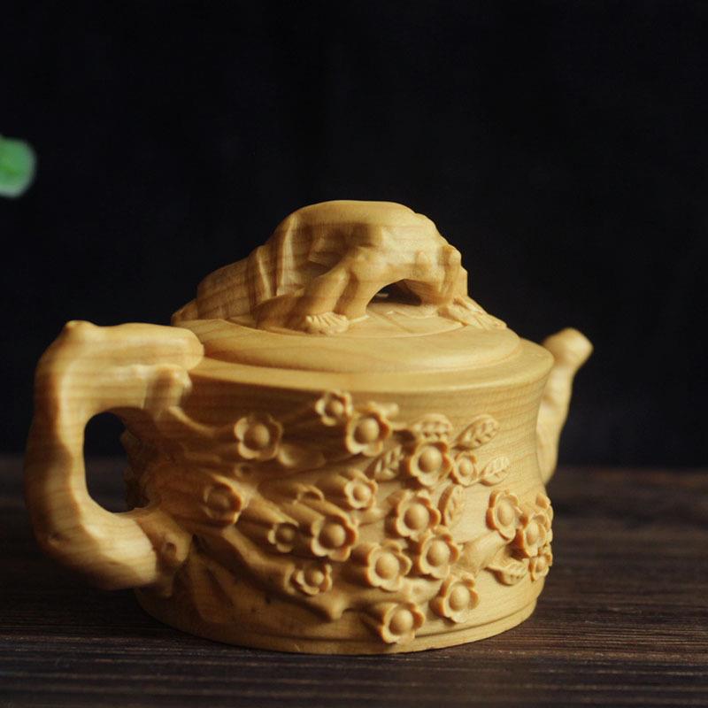 小叶黄杨木木手雕把件壶造型茶宠设实木雕788刻工茶艺品摆把把壶