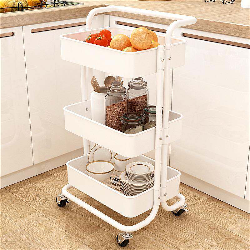 三层层小推车置物LPV架厨菜架子落地多移动收纳蔬架卫生房间卧室