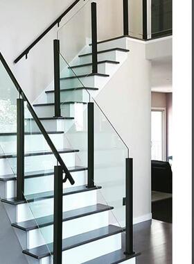 304锈钢立柱玻璃不免孔方管内卡槽杆护栏室打内外阳ZBA台楼梯栏扶