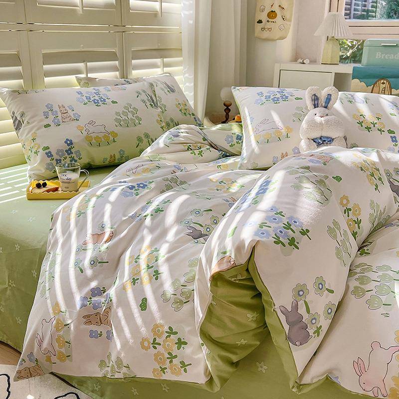 a类小清新纯棉四件单双人生单宿舍FZL全棉被套床套三件套四学季通