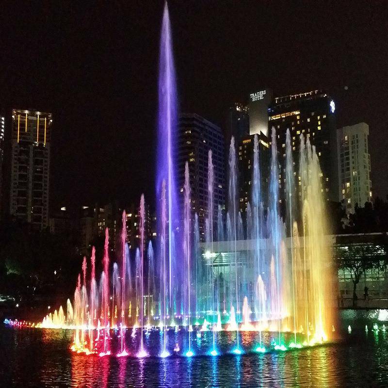 跨境工景程安作装湖面水灯秀音乐喷泉光设计制喷泉设备593生产厂