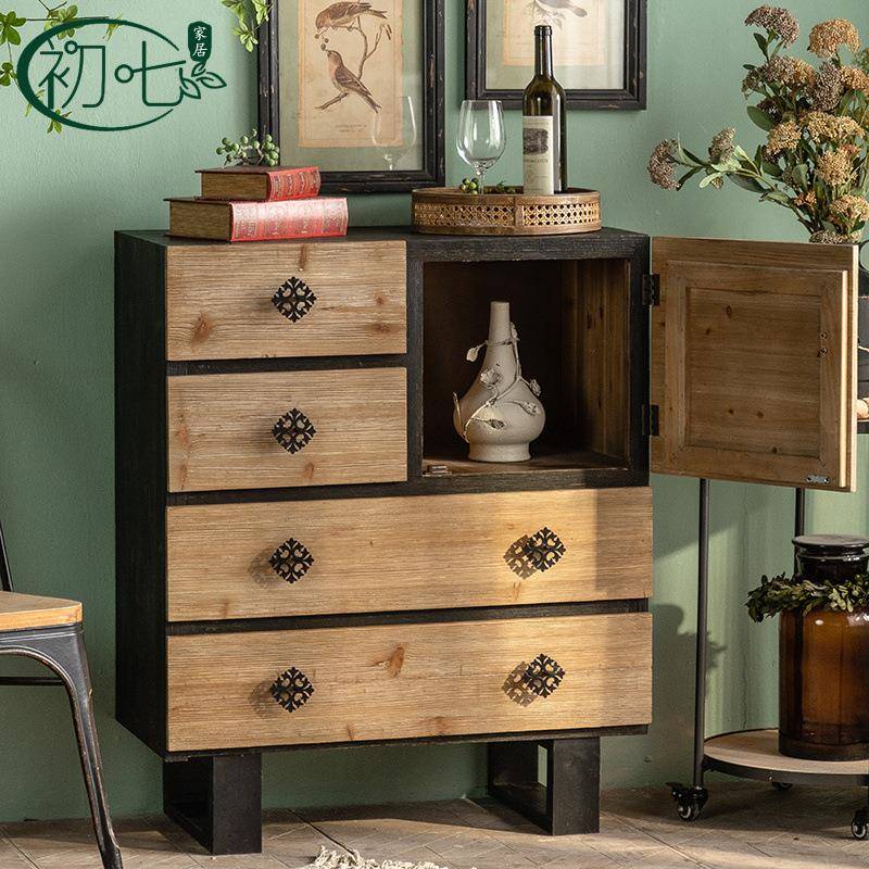 木质复古做意旧玄关斗示柜仿古客边柜收纳QHH柜创店厅铺装饰展柜