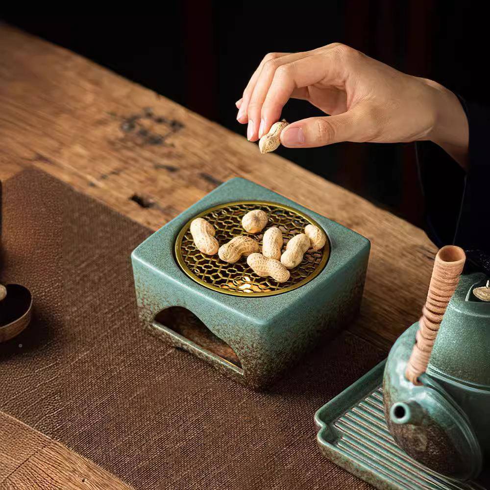 日式蜡烛煮茶炉装温茶炉座明火烤底橘子炉热茶茶加热暖炉套温9792