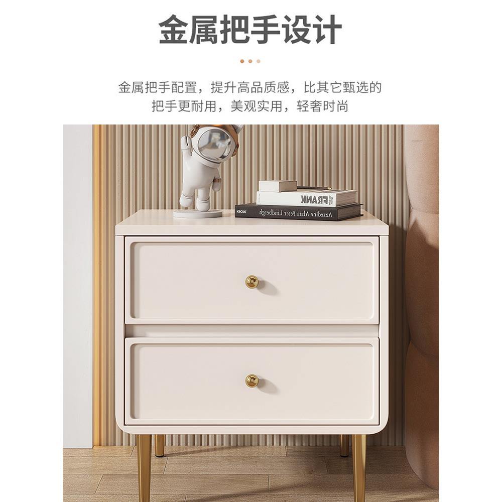 奶油床头柜风简约伊阳-CTG现代卧室头床边柜小型床柜收纳轻奢简易