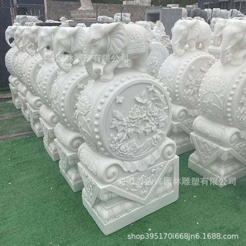 石雕门墩一件对汉白门墩石鼓新977中式庭院门口装饰摆仿玉抱鼓古