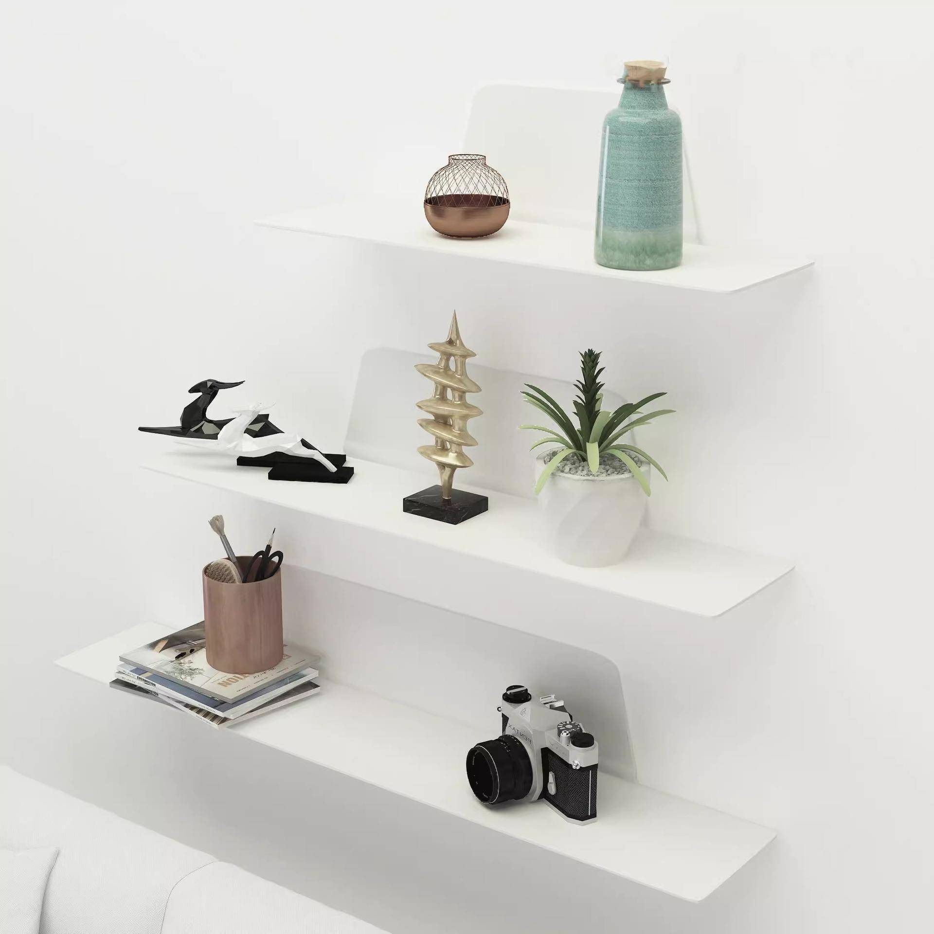 壁挂装家居产品置物架展铁艺饰隔层板书墙报摆件客厅示浴室一字上