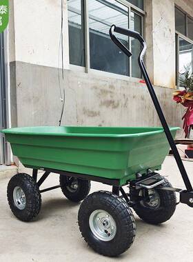 四轮手推车充气实翻斗垃车现货建心筑工地搬运车花园JMF翻斗车圾