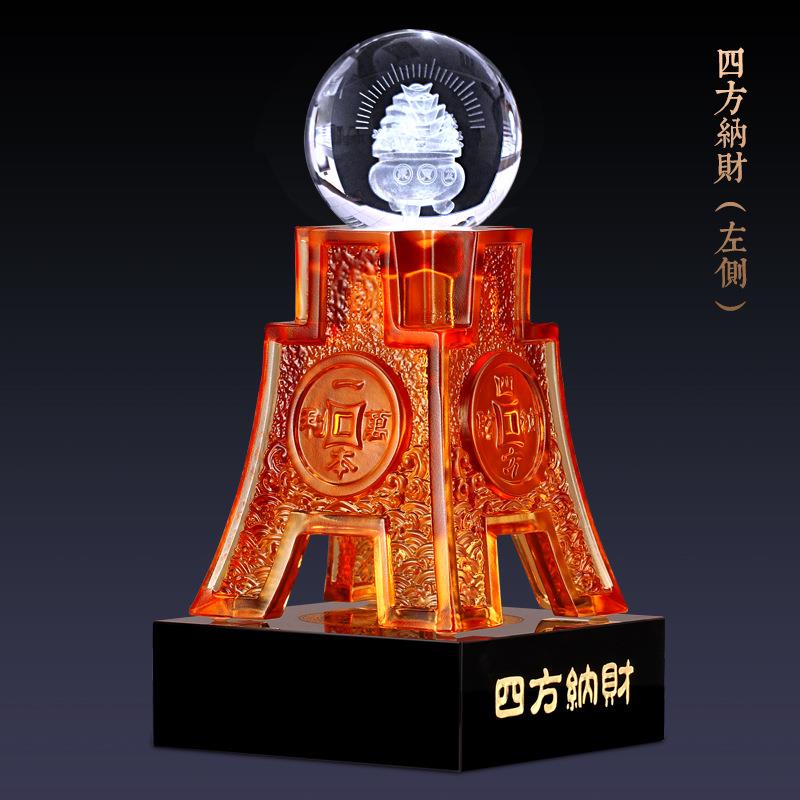 水晶内雕方鼎宝璃鼎摆件琉工品招财聚宝酒店摆庆设新艺居473企业