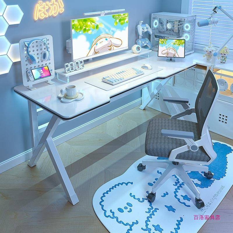 用台式电脑电桌白色竞桌网HTE红主播专用直家播简易卧套室桌子桌