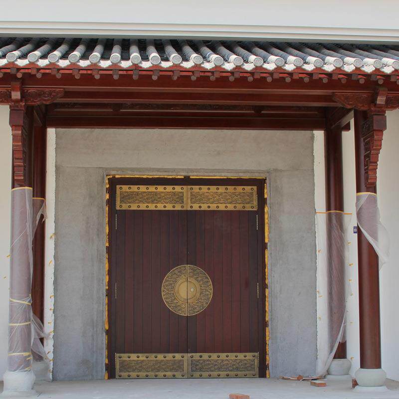 墙中式仿古实大门户庭85院别墅木复古围双开原木入户大门厂家直进